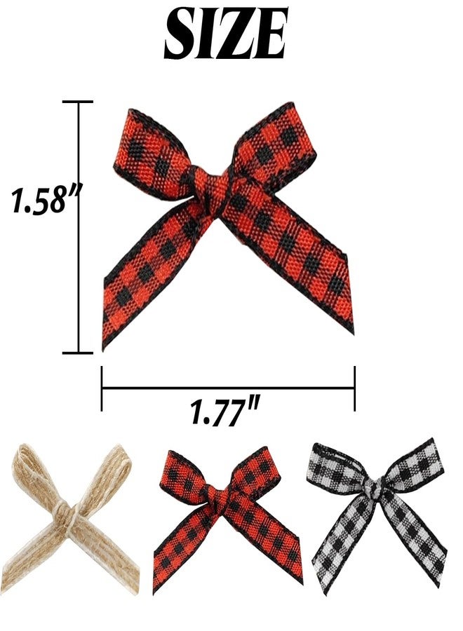 ROYHOO 150PCS 1.77 x 1.58” Christmas Mini Plaid Bows Burlap Bows Christmas Buffalo Plaid Bows Gingham Ribbon Bows Ornament for Christmas Tree Crafts Home Decoration DIY Making (Multiple Colors) - Image 2
